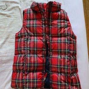 LL BEAN plaid puffer vest